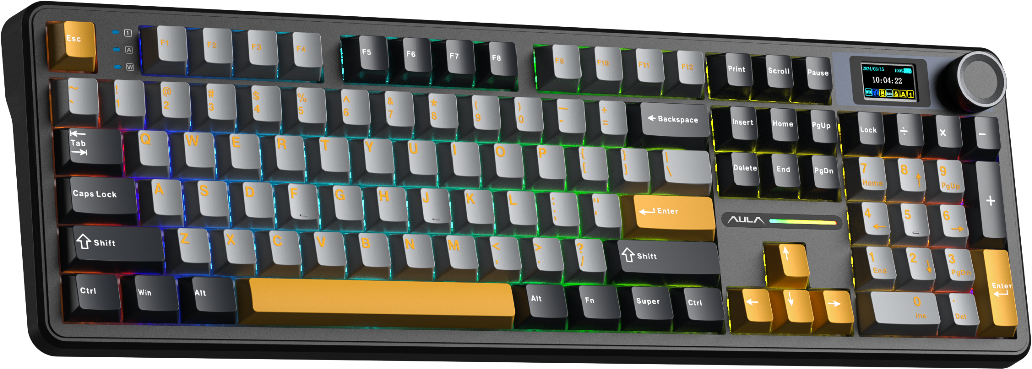 Phím Cơ Aula F108 Pro (Reaper Switch Đen Xám Vàng) Không Dây