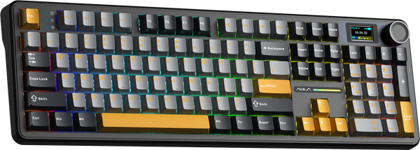 Phím Cơ Aula F108 Pro (Reaper Switch Đen Xám Vàng) Không Dây