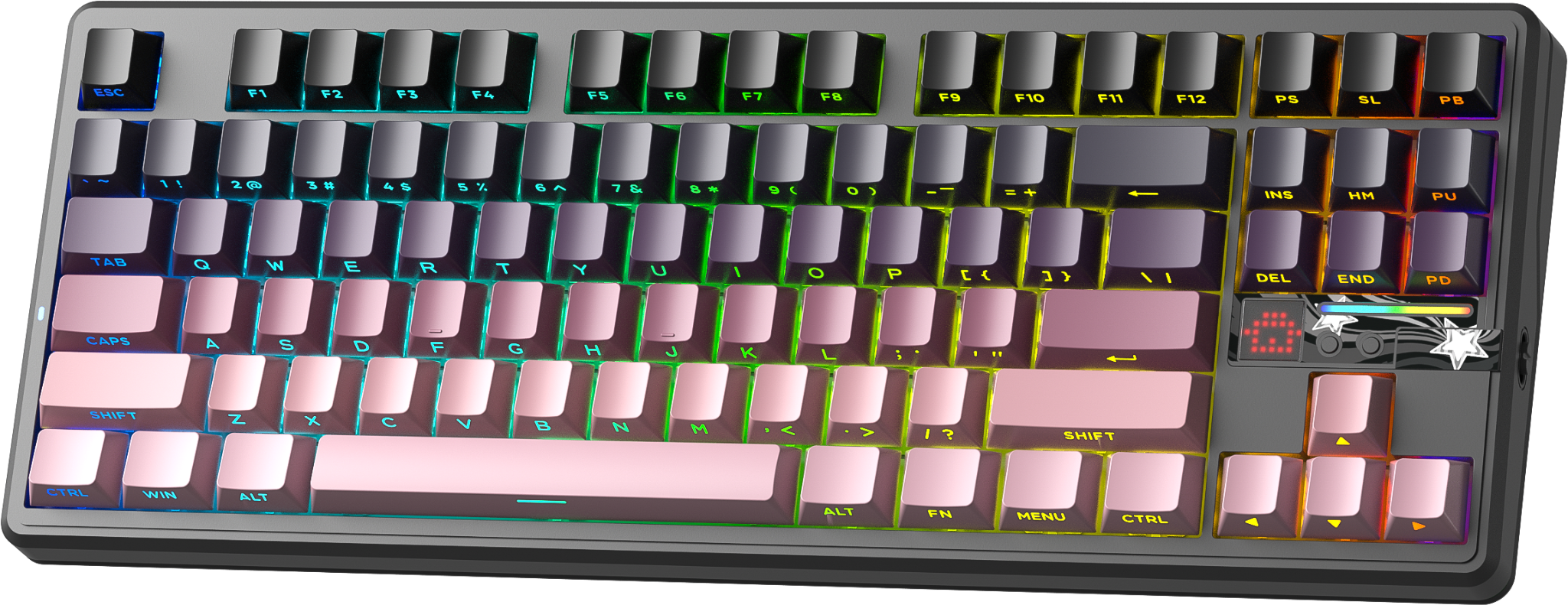 BÀN PHÍM CƠ GAMING AULA F87 PRO V2 (2643)  3 MODE (Phiên bản Đen hồng gradient/ X3 Switch)