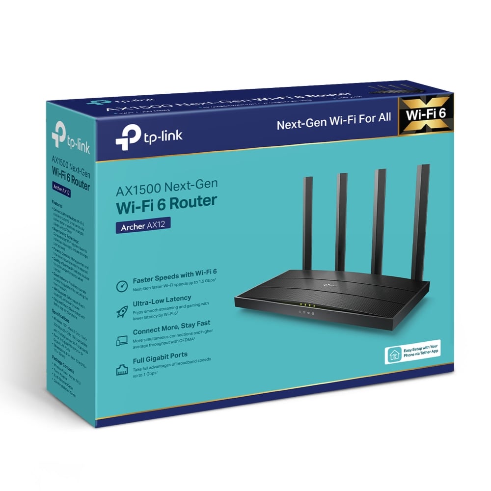 Bộ Phát Router WiFi 6 TP-Link Archer AX12 Băng Tần Kép AX1500