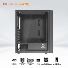 Vỏ Case Cooler Plus X3 Lancer(Sẵn 3 Fan) - Black