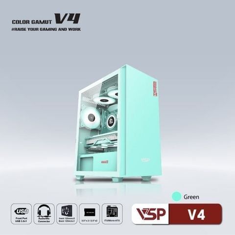 Vỏ Case VSP V4 M-ATX/ITX Xanh