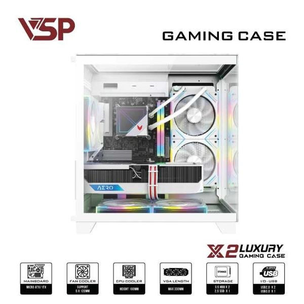 Vỏ Case X2 Luxury M-ATX/I-ATX Trắng