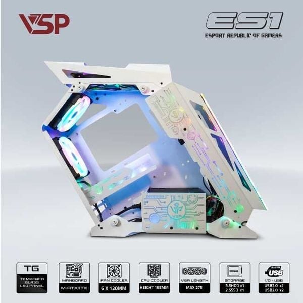 Vỏ Case VSP ESPORT ROG ES1 M-ATX/ITX Đen