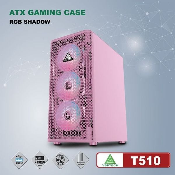 Vỏ Case VSPTECH ATX GAMING T510 ATX/M-ATX Hồng