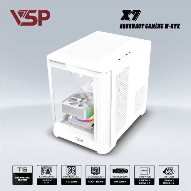 Vỏ Case AQUANAUT PRO GAMING X7 M-ATX/ITX Trắng