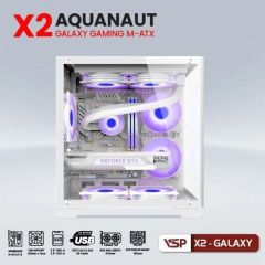 Vỏ Case VSP Aquanaut Pro Gaming X2 Galaxy M-ATX/ITX Trắng