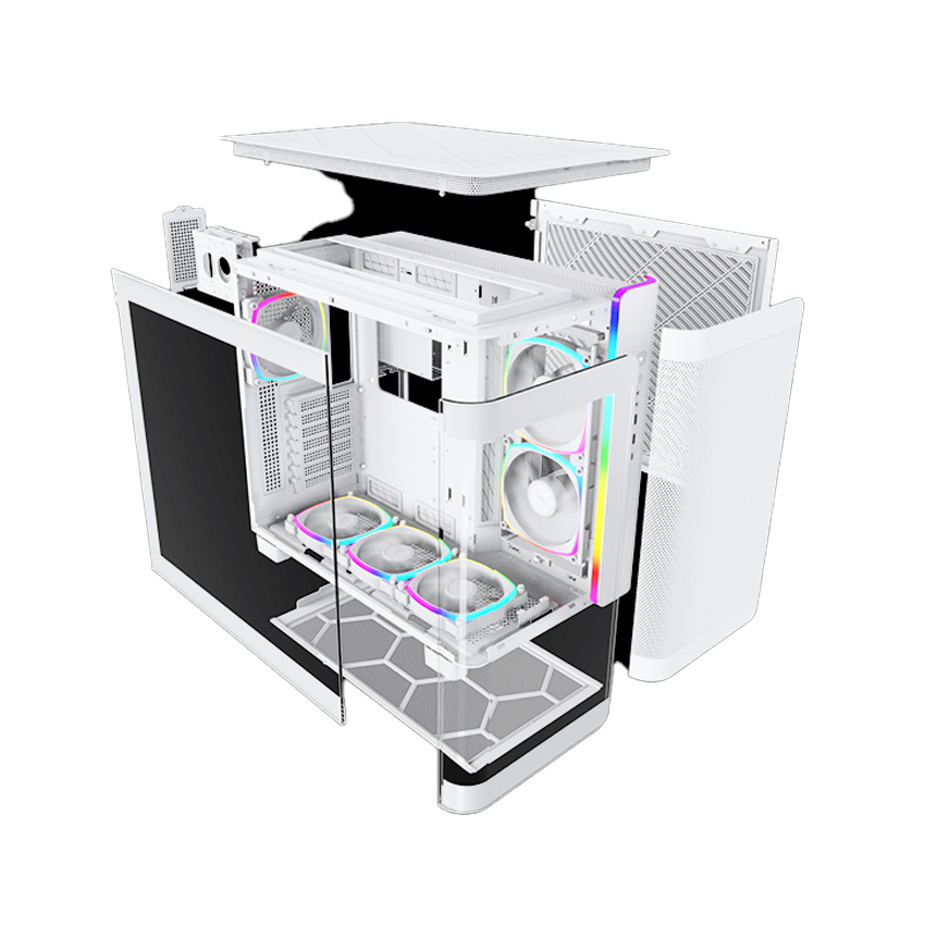 Vỏ Case Montech King 95 ATX/M-ATX/ITX Trắng Kèm sẵn 6 Fan ARGB