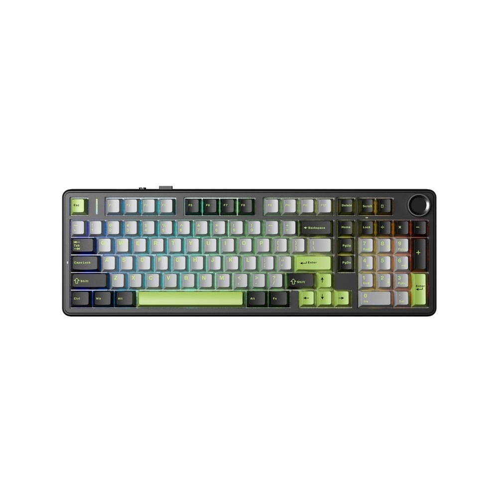 BÀN PHÍM CƠ GAMING AULA F99 PRO (6678) 3 MODE (Có núm xoay/ Đen + Xám + Xanh lá/ Greywood V3 switch)