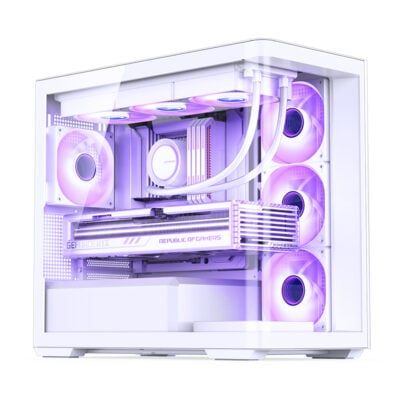 Vỏ Case Jonsbo D300 M-ATX Trắng Kính Cong