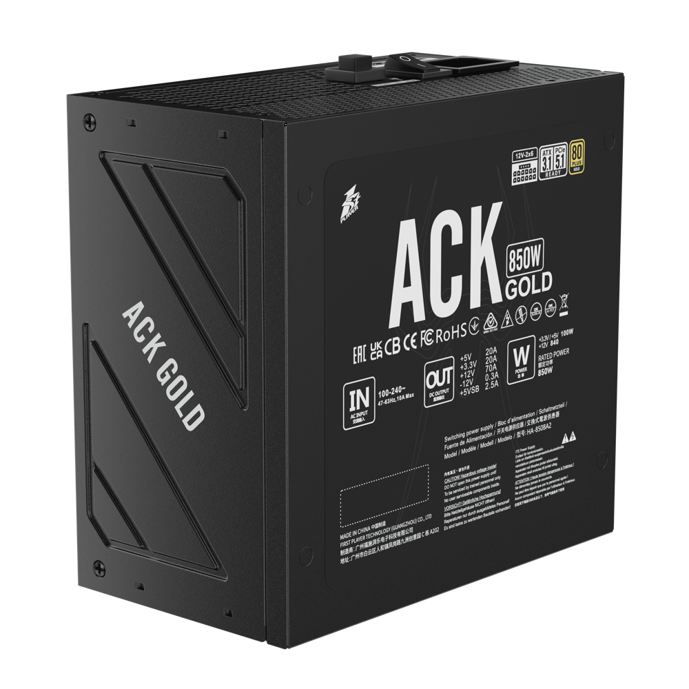 NGUỒN 1STPLAYER ACK-GLD-850 850W ĐEN (80 PLUS GOLD)
