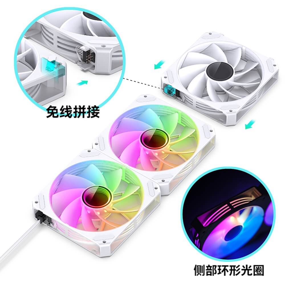 Bộ 3 Fan JONSBO ZG-120WR Trắng ( 3in1, Cánh Đảo Chiều, Ghép nối không dây )