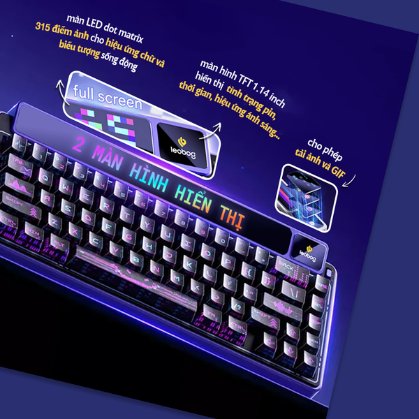 Phím Cơ Leobog AMG65 (Jadeite Switch Đen Tím) Không Dây