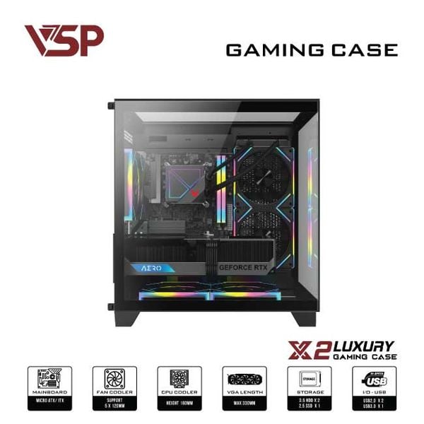 Vỏ Case X2 Luxury M-ATX/I-ATX Đen
