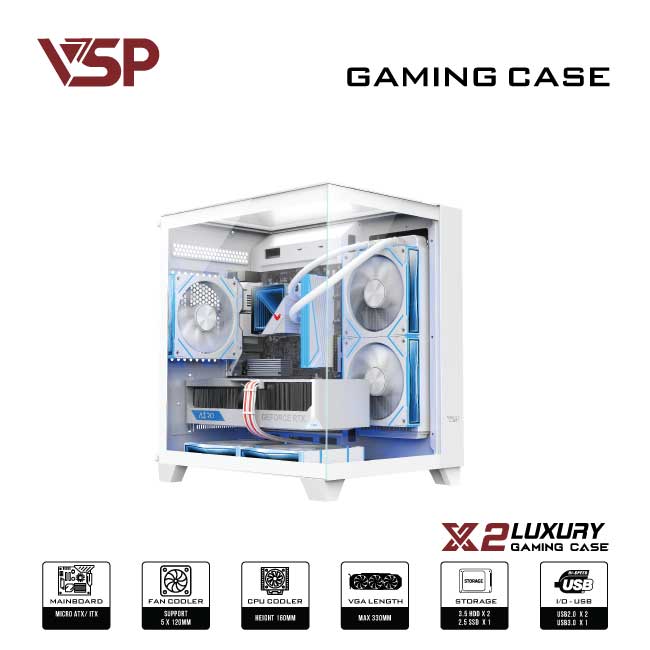 Vỏ Case X2 Luxury M-ATX/I-ATX Trắng