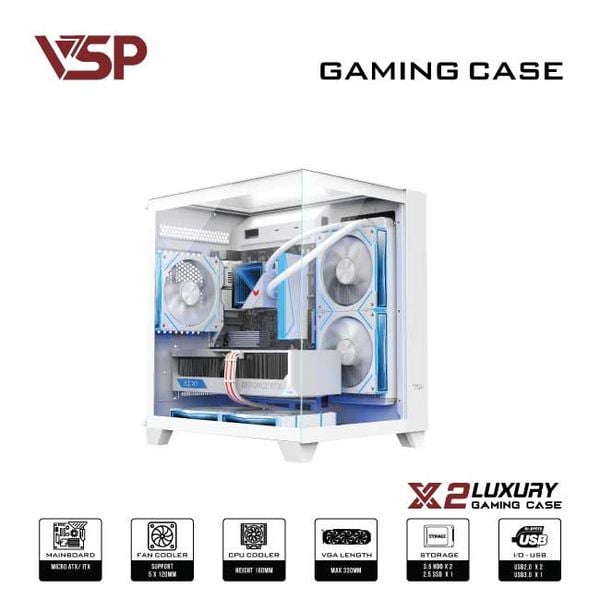 Vỏ Case X2 Luxury M-ATX/I-ATX Trắng