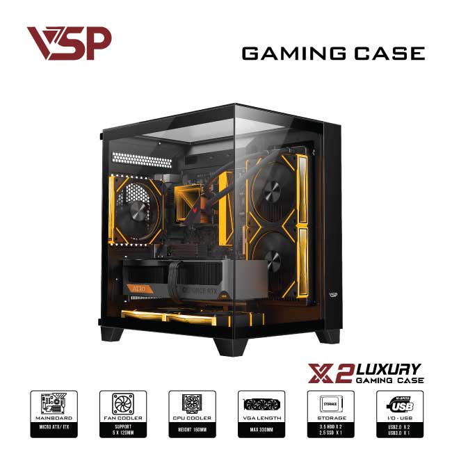 Vỏ Case X2 Luxury M-ATX/I-ATX Đen