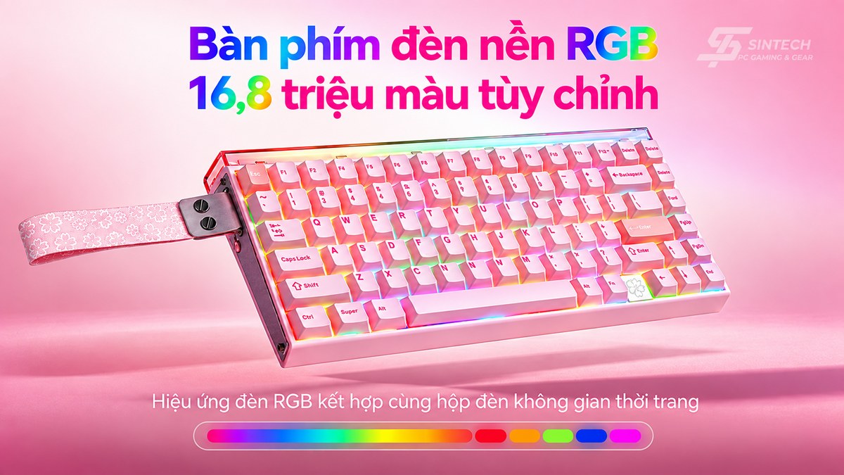 Đèn nền RGB 16,8 triệu màu và hộp đèn Neon trên AULA HERO75HE