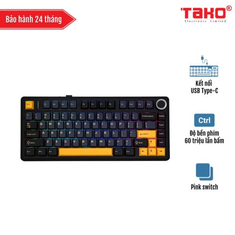 BÀN PHÍM CƠ AULA F75 (4890) CÓ DÂY (Phiên bản Đen + Xanh đậm + Cam/ Pink switch)