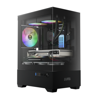 Vỏ Case GAMDIAS AURA GC9M ELITE sẵn 3 Fan ARGB Đen