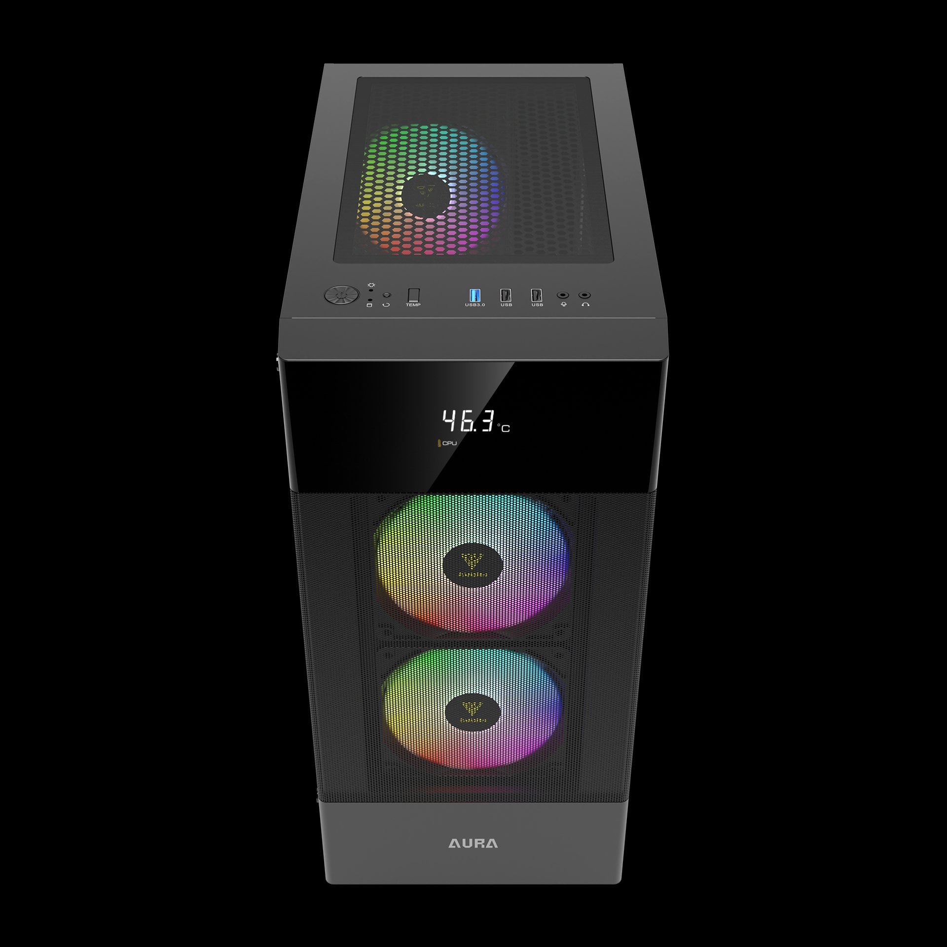 Khoang trong Gamdias Aura GC5 Đen ARGB Khoang trong Vỏ Case Gamdias Aura GC5 Đen ARGB