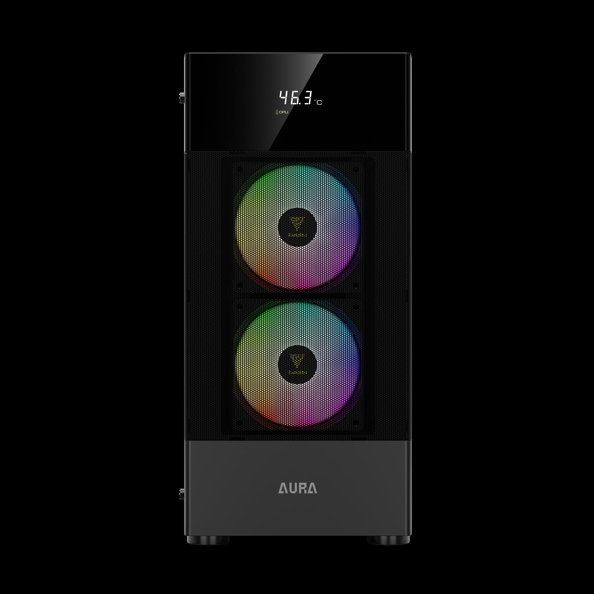 Vỏ Case Gamdias Aura GC5 Đen ARGB Vỏ Case Gamdias Aura GC5 Đen ARGB mặt trước lưới