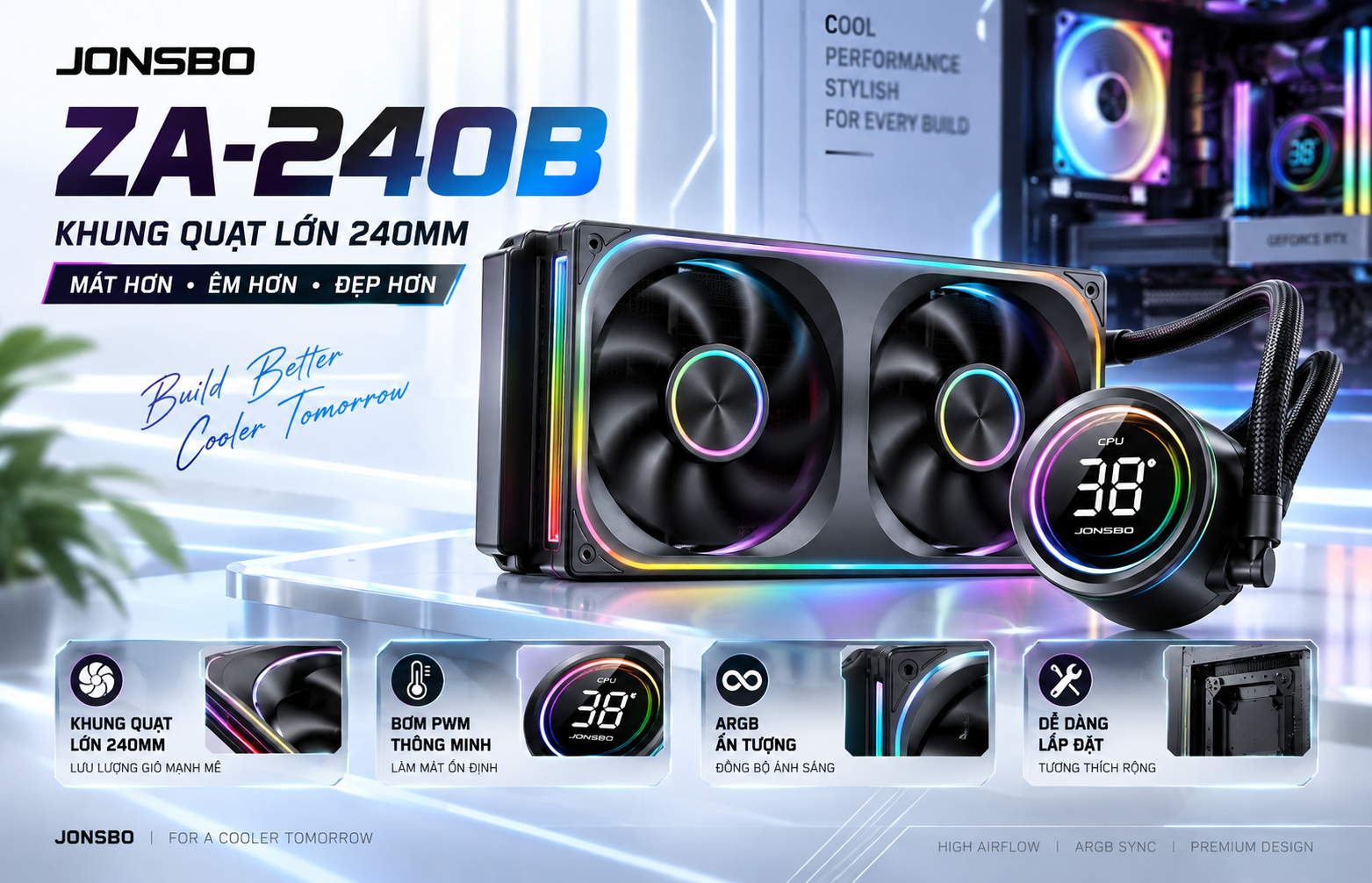 Fan Case JONSBO ZA-240B LED ARGB Infinity Đen