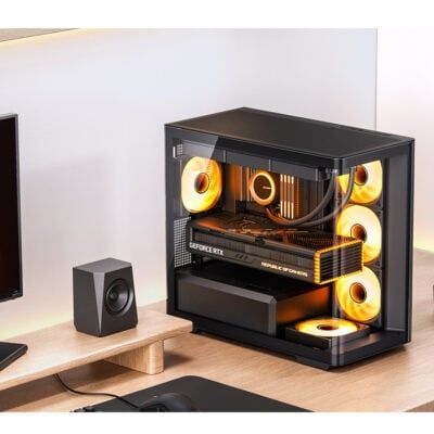 Vỏ Case Jonsbo D300 M-ATX Đen Kính Cong