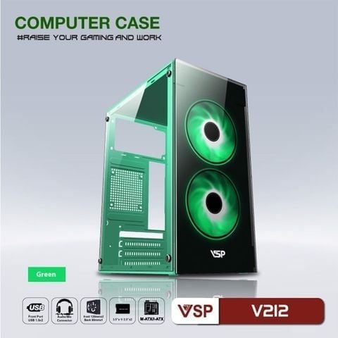 Vỏ Case VSP V212 M-ATX/ITX Xanh