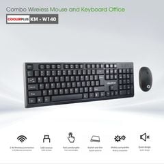 Bộ Combo bàn phím chuột không dây W140 Đen