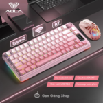 BÀN PHÍM CƠ GAMING AULA S75 PRO (2131) 3 MODE (Phiên bản màu Hồng gradient, Grey Wood V3 Switch)