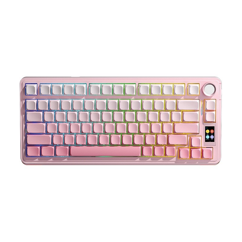 BÀN PHÍM CƠ GAMING AULA S75 PRO (2131) 3 MODE (Phiên bản màu Hồng gradient, Grey Wood V3 Switch)