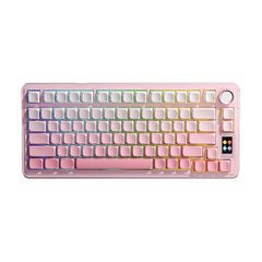 BÀN PHÍM CƠ GAMING AULA S75 PRO (2131) 3 MODE (Phiên bản màu Hồng gradient, Grey Wood V3 Switch)