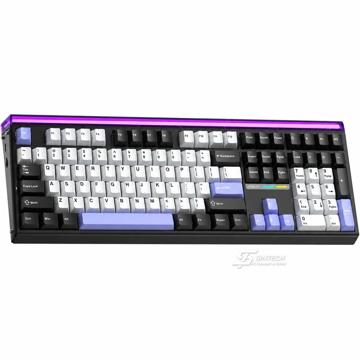 Phím Cơ AULA H108 2322 (Silent Cotton Candy Switch Đen Trắng Tím) Không Dây