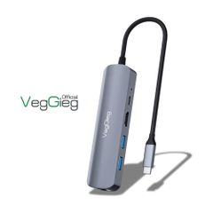 Bộ chuyển đổi VEGGIEG Usb Type C ra HDMI _ 2xUSB 3.0+PD+RJ45 V-TC05R