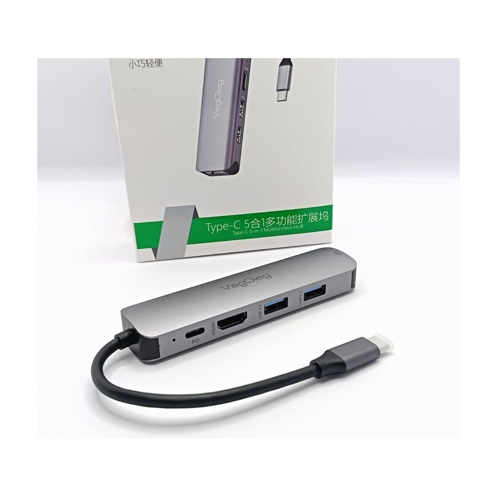 Bộ chuyển đổi VEGGIEG Usb Type C ra HDMI _ 2xUSB 3.0+PD+RJ45 V-TC05R
