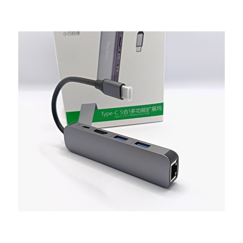 Bộ chuyển đổi VEGGIEG Usb Type C ra HDMI _ 2xUSB 3.0+PD+RJ45 V-TC05R