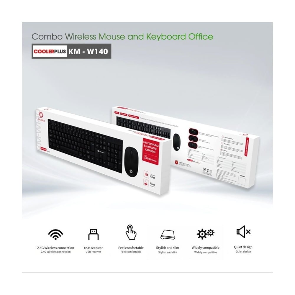 Combo Bàn Phím Chuột Cooler Plus W140 Đen Không Dây