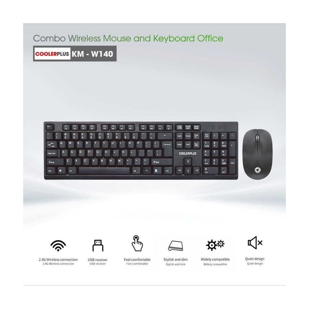 Combo Bàn Phím Chuột Cooler Plus W140 Đen Không Dây