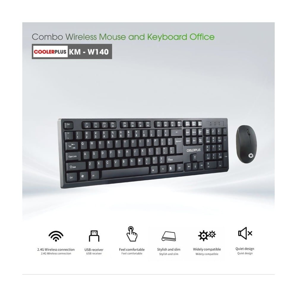 Combo Bàn Phím Chuột Cooler Plus W140 Đen Không Dây