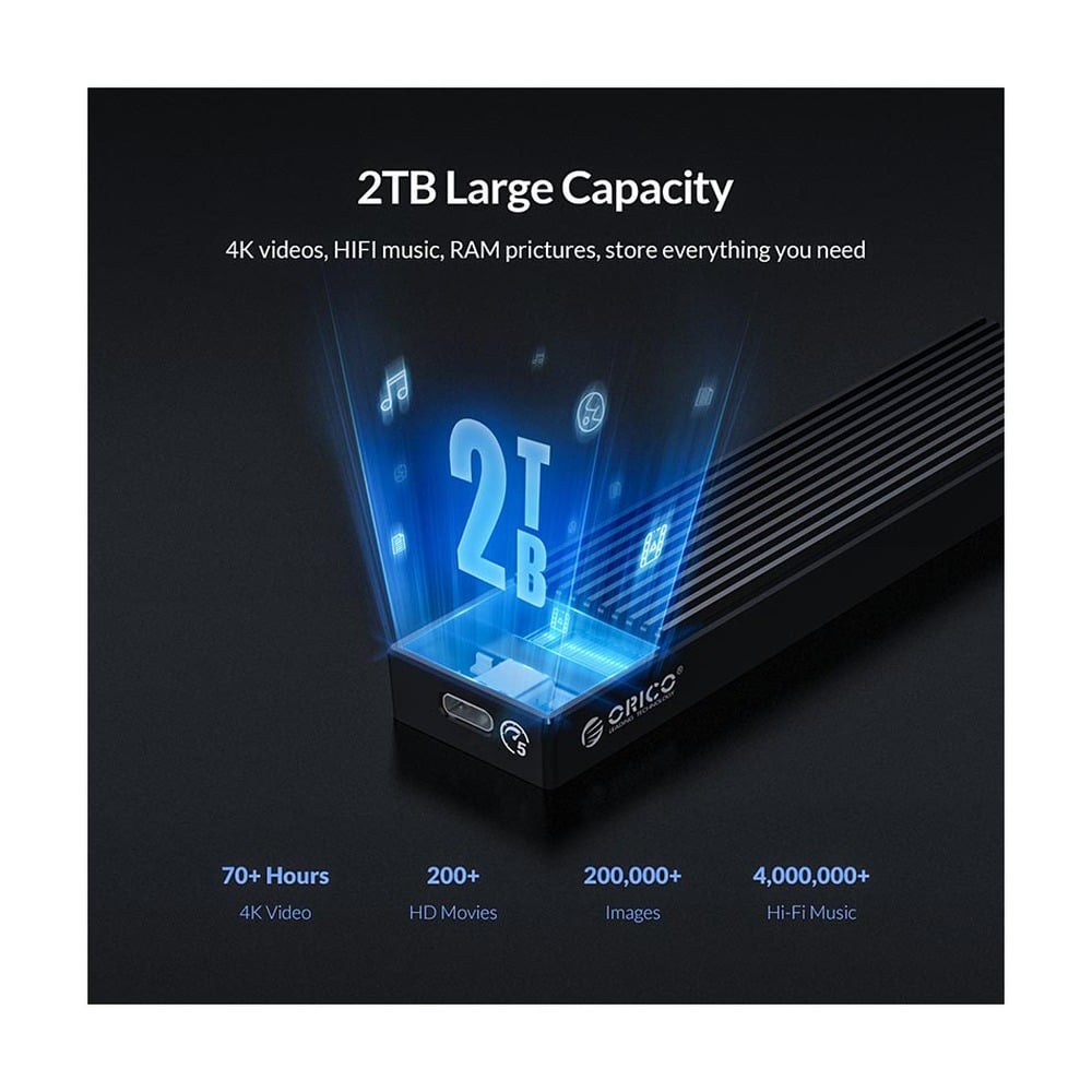 Box đọc ổ cứng M.2 SSD ORICO M2PF-C3-BK Tốc độ 5Gbps