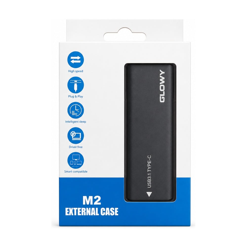 Box SSD M.2 Sata GLOWY USB 3.1 (Kèm cáp USB to Type-C)