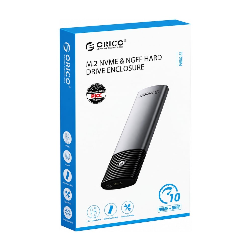 Box SSD M.2 Sata + PCIe ORICO PWDM2-G2 USB 3.2 (Kèm cáp USB to Type-C)