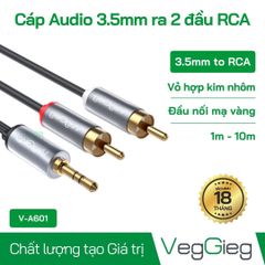 Cáp Audio 3.5mm ra 2 đầu RCA V-A601