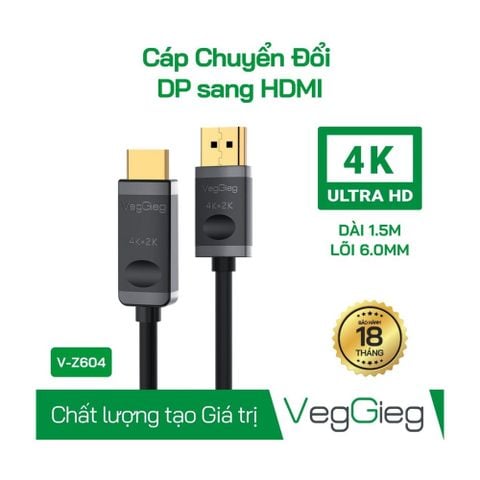 Cáp Chuyển Đổi Display Port Sang HDMI (HDTV) 4K VEGGIEG V-Z604