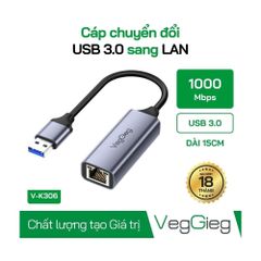 Cáp chuyển VEGGIEG USB 3.0 ra LAN 1000Mbps V-K306
