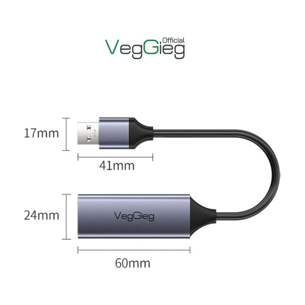 Cáp chuyển VEGGIEG USB 3.0 ra LAN 1000Mbps V-K306