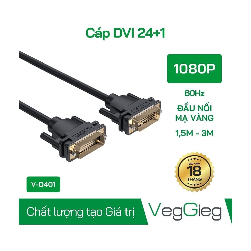 Cáp DVI ( 24+1) dài 1.5m Veggieg V-D401