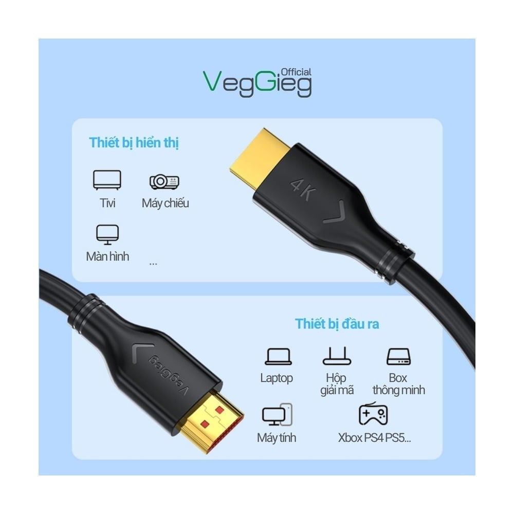 Cáp HDMI 2.0 dài 5m VEGGIEG V-H109