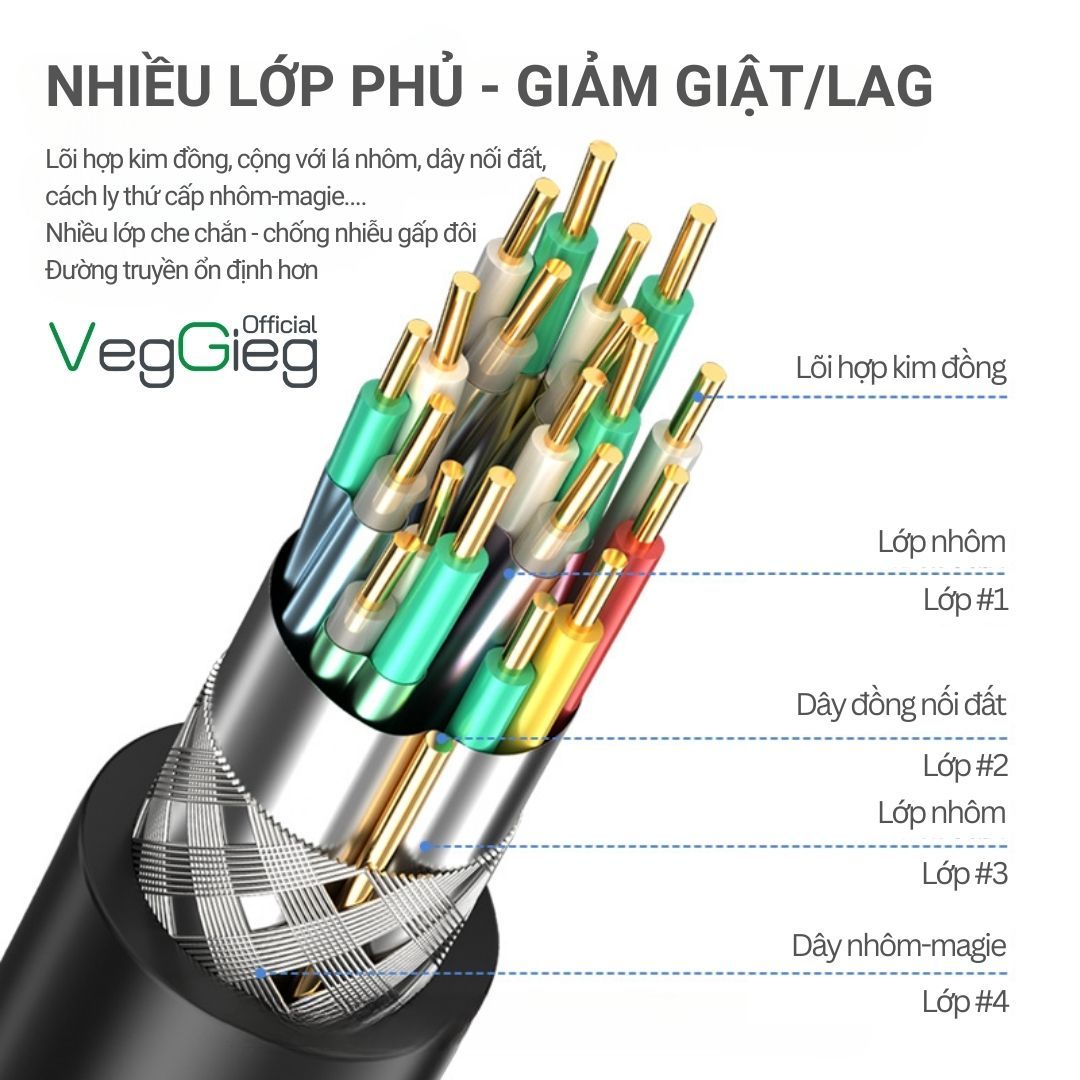 Cáp HDMI 2.0 dài 3m VegGieg V-H108